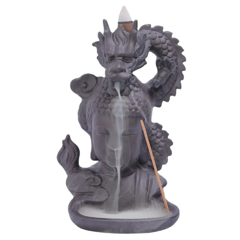 Lila Ton Drache Räucherstäbchen Brenner Buddha Wasserfall Rückfluss Räucherstäbchen Halter, Aromatherapie Ornament, Zen Dekor, Wohnkultur