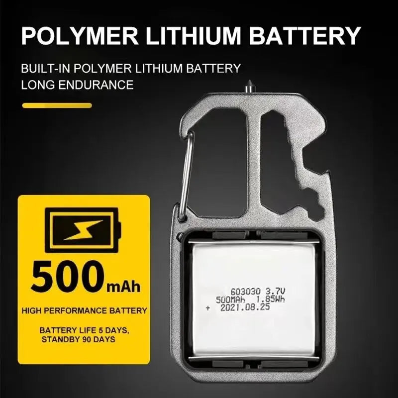 LED Tragbare Schlüsselanhänger Taschenlampe Outdoor Camping COB Arbeitslicht Notbeleuchtung mit Fenster Hammer Flaschenöffner Lampe