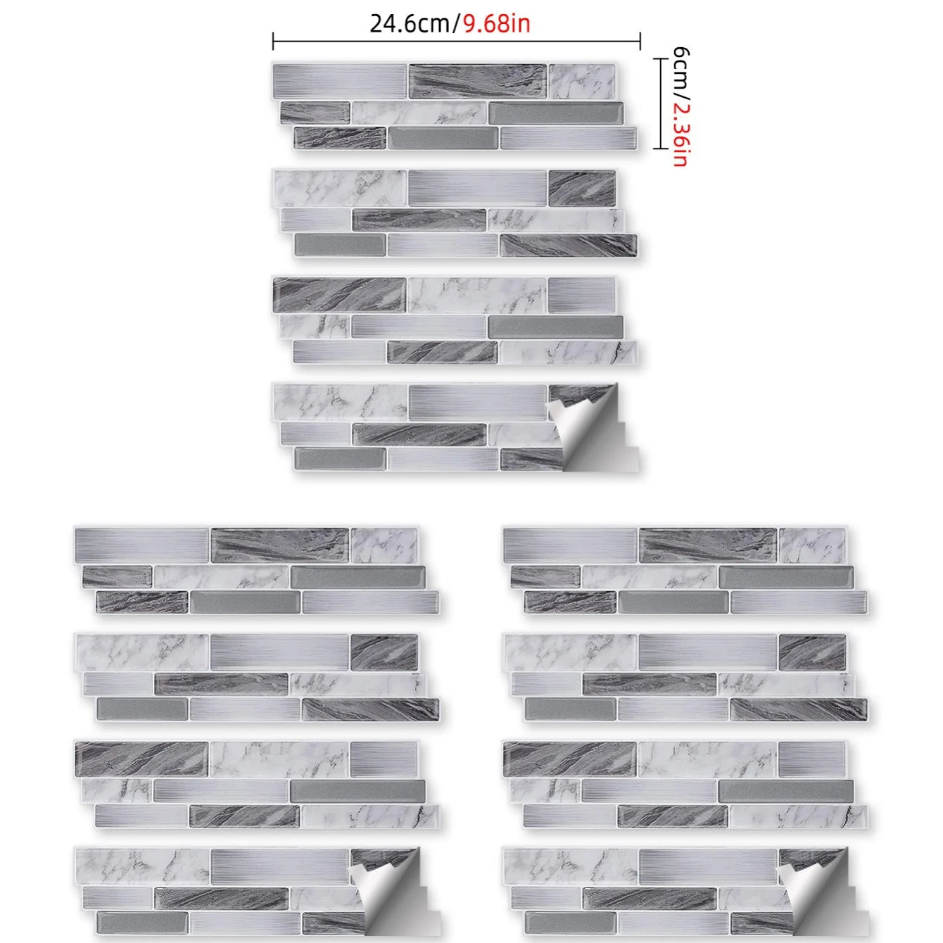 48 Stück 3D-Effekt Marmor Muster Kristall Küche Aufkleber wasserdicht ölbeständige Küche Badezimmer verdickte Fliesen Aufkleber