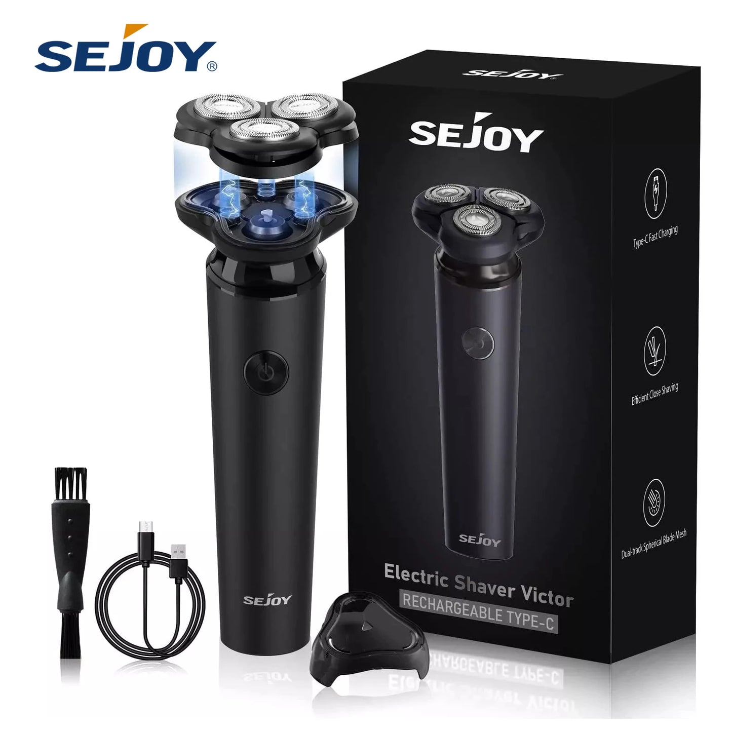Sejoy Rasierer für Männer Elektrischer Rasierer Wasserdichter IPX5 Elektrorasierer Schnellladung-3D Rasiermaschine mit schwimmendem Kopf