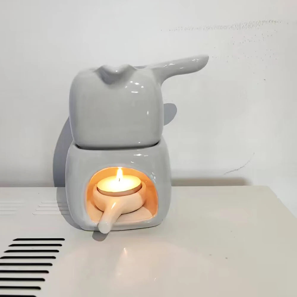 FY Keramik Kerzenheizung Halter 150ml quadratisch mit Griff Teewärmer Set Aromatherapie-Lampe Club SPA Ätherisches Öl Herd Brenner
