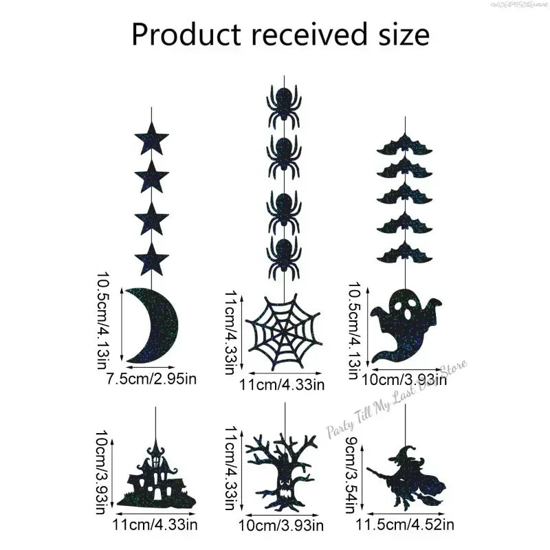 6 Stück Halloween-Hängedeko Girlande: Gruselige Spinnen-, Hexen-, Geister- und Fledermaus-Anhänger, Ornament für fröhliche Halloween-Partydekorationen zu Hause.