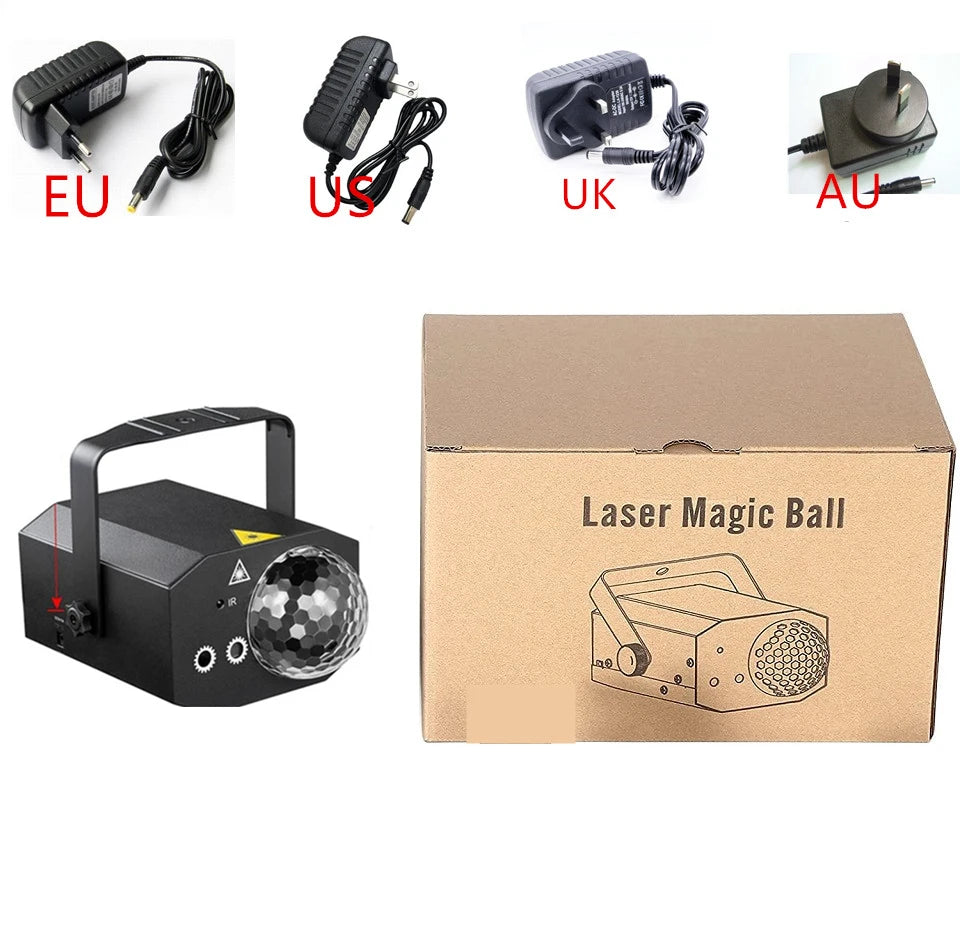 Partylichter DJ-Disco-Kugel – Musterprojektor, soundgesteuert – Perfekt für Tanz, Geburtstag, Bar, Karaoke, Weihnachten & Hochzeitsdekoration