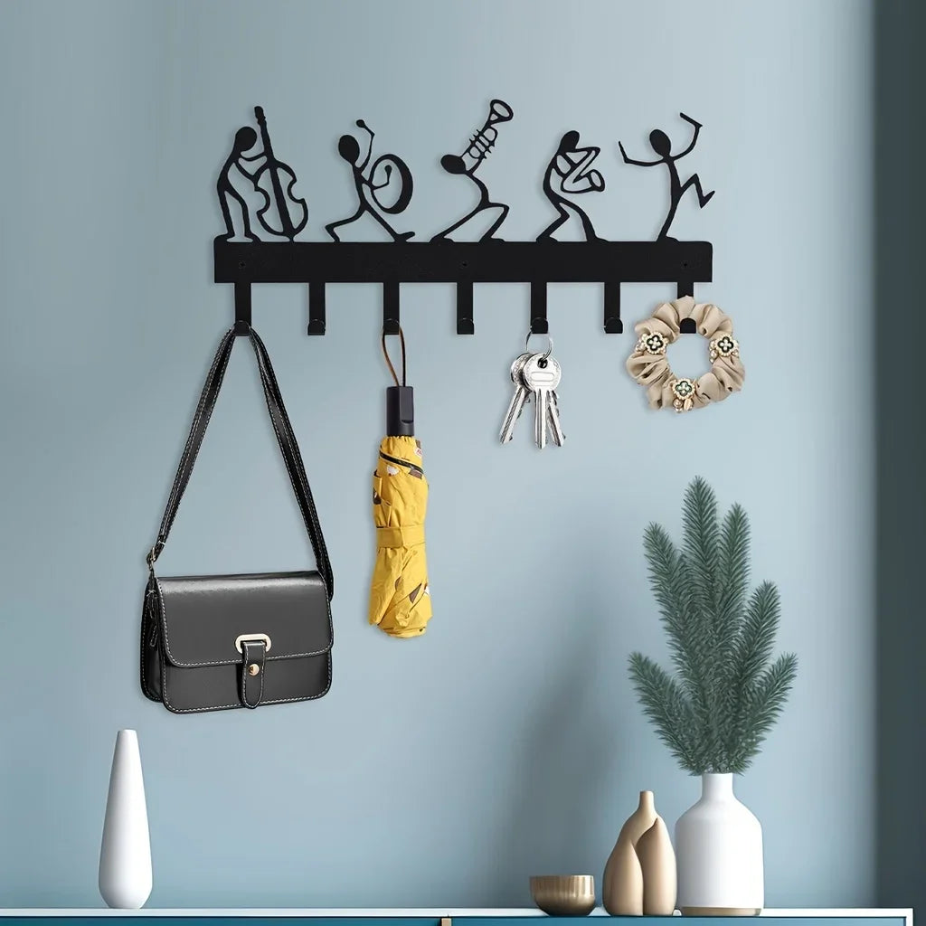 Metal Symphony Orchestra Schlüsselhalter Hooks Organizer Rack, 11,81 -Zoll -Schlüsselhalter für Wand, Haken für Wand, Eisenkunst, Kleiderbügel