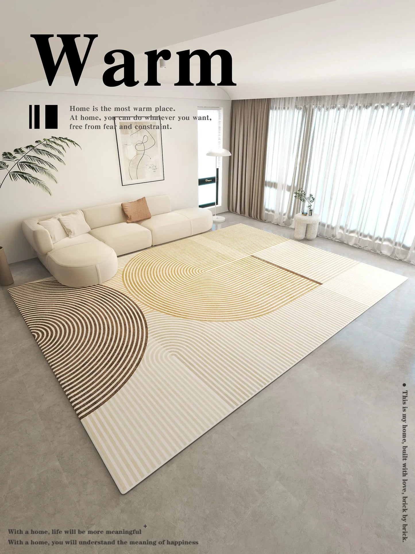 VIKAMA Teppich im Creme-Stil – Einfaches, hochwertiges Design für Wohn- und Schlafzimmer, ideal als Couchtischunterlage, leichter Luxus, perfekte Bodenmatte für Herbst und Winter