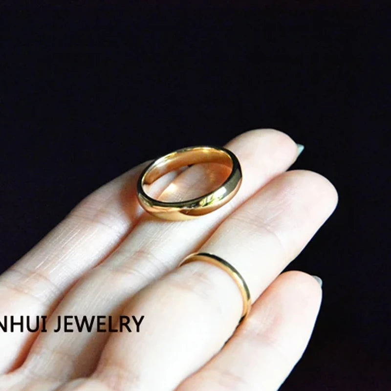 Verblassen Sie niemals Mode Golden Gloss 4mm Edelstahl Ringe für Frauen und Männer Eheringe Liebesgeschenk Schmuck