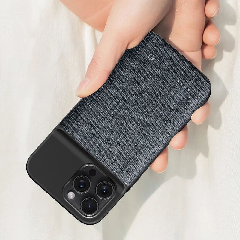 Akkuladegerät Case Power Bank 6800mAh für iPhone 15 14 Plus Pro ProMax 13 12 Mini 11 X/Xs XR Back Clip Tragbare Powerbank