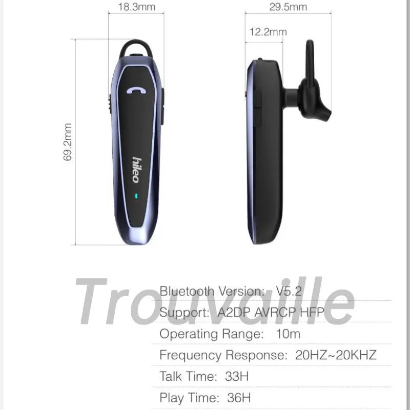 Trouvaille Single Ear Wireless Bluetooth Headset KopfhörerLotus Kopfhörer Freisprecheinrichtung Ohrhörer 36 Stunden Fahren Ultra Long Standby