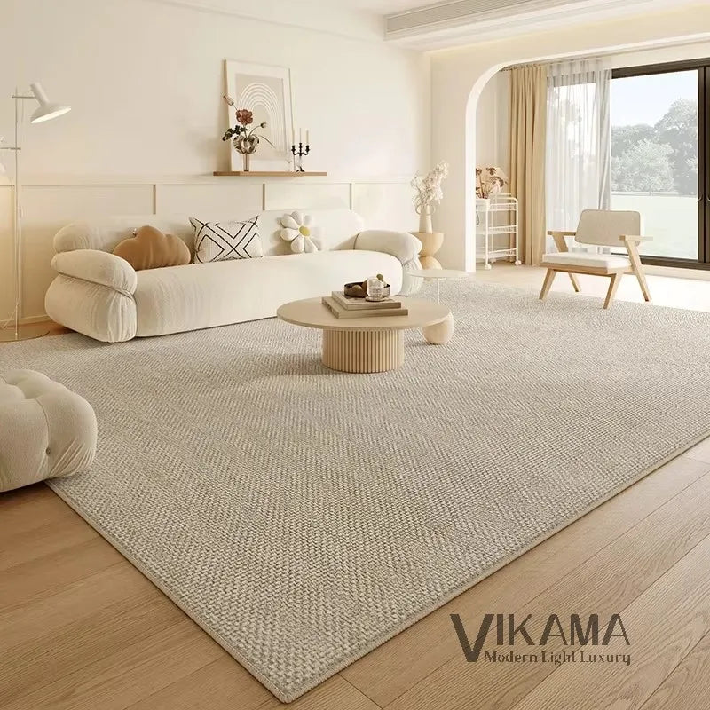 VIKAMA Moderner minimalistischer Teppich in Creme – Bequeme und weiche Bodenmatte für Wohnräume, stilvolle Heimdekoration, leichter Luxus, maschinenwaschbar