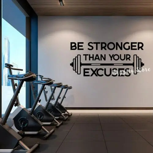 Fitness-Wandtattoo – Motivationsspruch „Be Stronger Than Your Excuses“, Sportdekor für Zuhause, Vinyl-Aufkleber P214