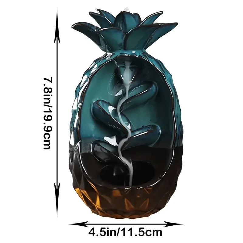 1pc, handgemachte Ananas Räucherstäbchenbrenner, Heimdekorationen Keramik Ananas Wasserfall Rückfluss Räucherstäbchen Brenner (ohne Räucherstäbchen)