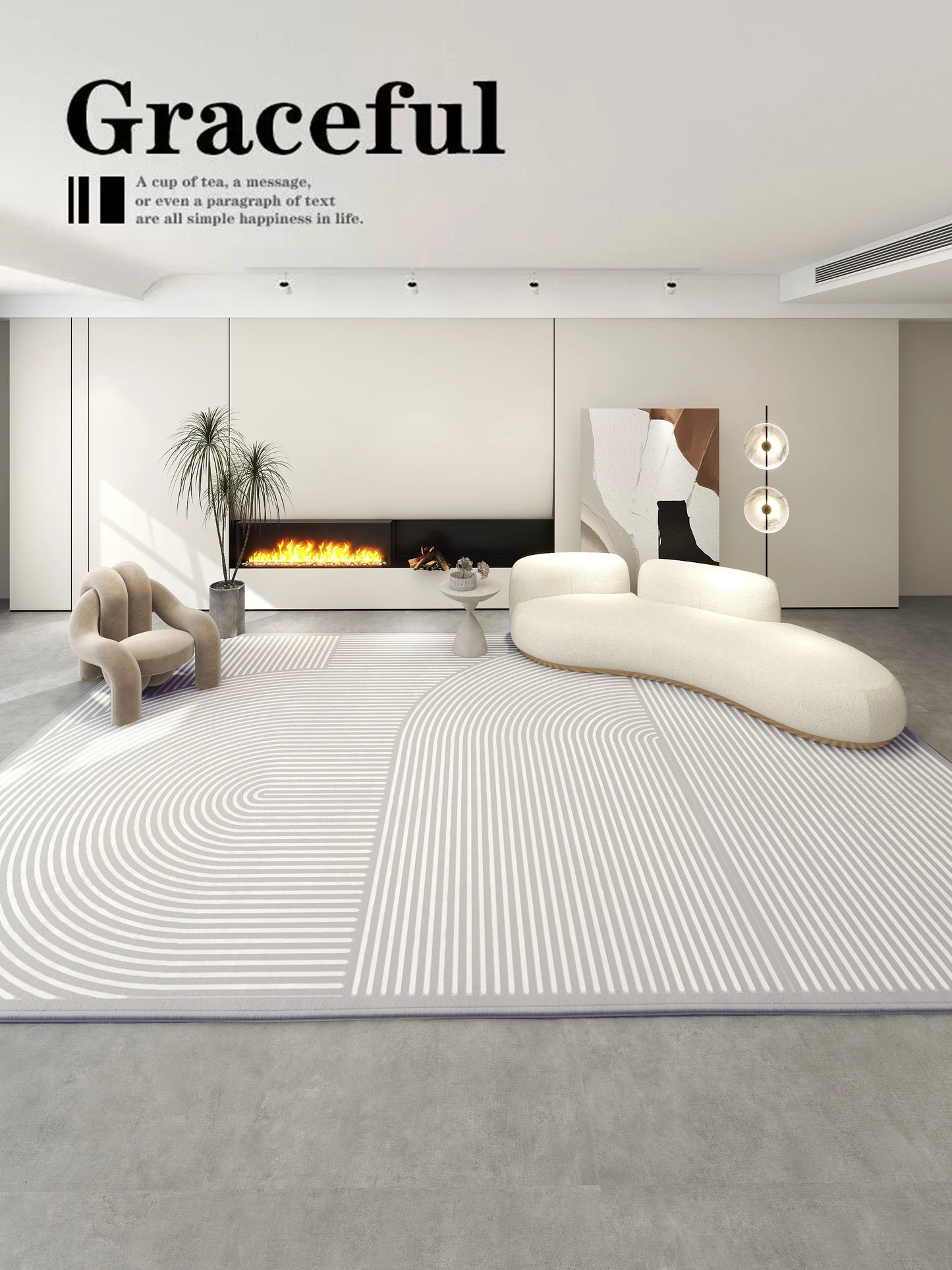 VIKAMA Teppich im einfachen Creme-Stil - Hochwertige, luxuriöse Bodenmatte für Wohn- und Schlafzimmer, ideal als Couchtischunterlage für Herbst und Winter