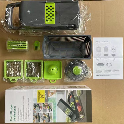 12-in-1-manueller Gemüsezerkleinerer, Küchengeräte, Lebensmittelzerkleinerer, Zwiebelschneider, Gemüseschneider