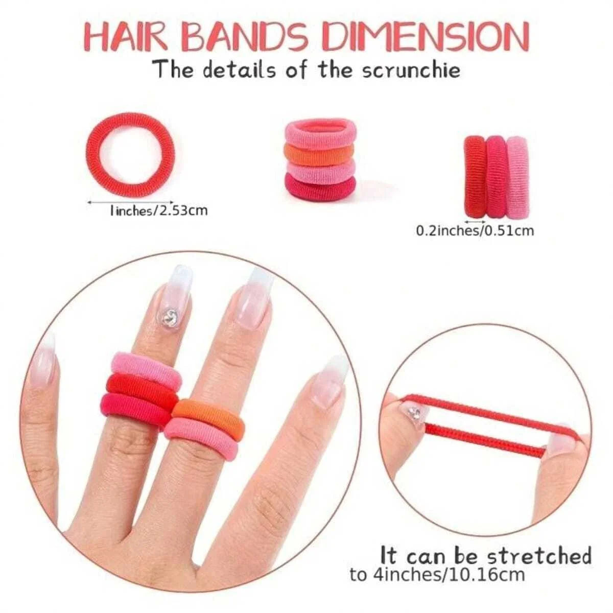 500/200/100 Stück Bunte Nylon-Elastische Haargummis für Mädchen – Pferdeschwanzhalter, Scrunchies, Gummibänder, Mode-Haaraccessoires für Kinder