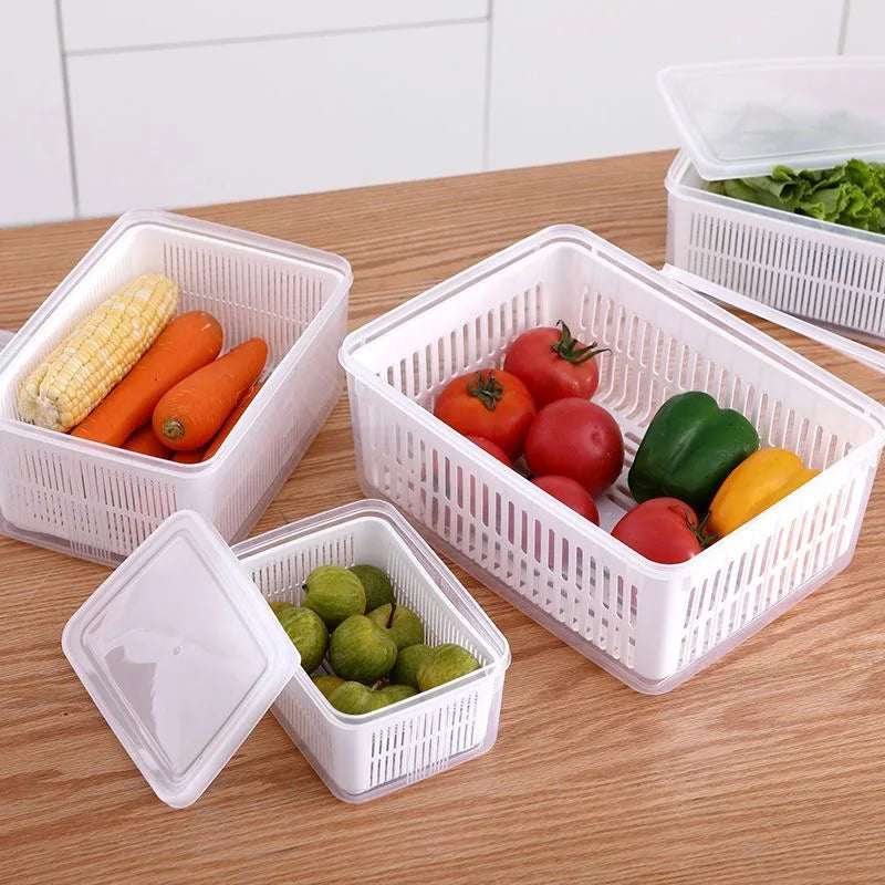 Kühlschrank Organizer Kühlschrank Aufbewahrungsbox Frisches Gemüse Obst Kisten Abtropfkorb Vorratsbehälter Speisekammer Küche Organizer