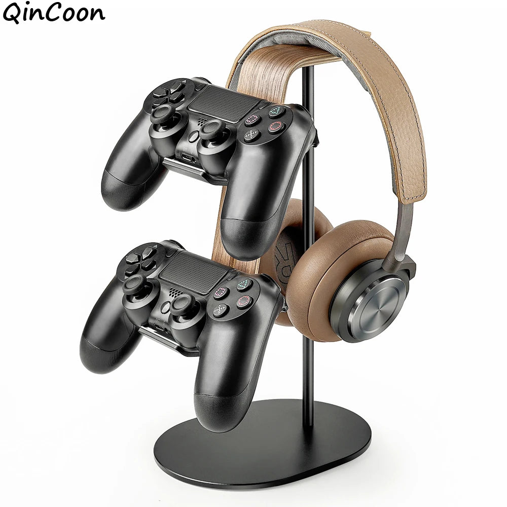Universeller Controller- und Headset-Ständer, Aluminium-Holz-Gaming-Controller und Kopfhörerhalter für PS5 PS4 Xbox One Nintendo Switch