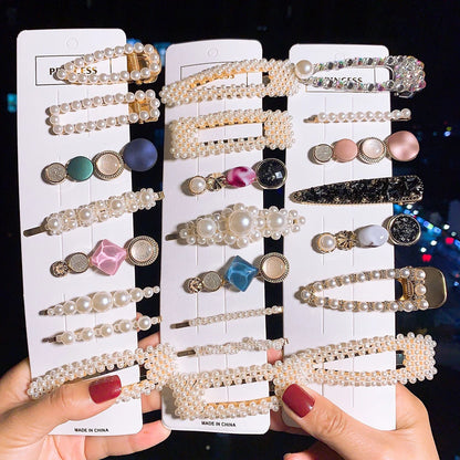 Frau Elegante Geometrische Perle Haarnadeln Koreanischen Stil Haar Clips Legierung Barrettes Mädchen Haar Zubehör Haar Griffe Kopfbedeckung