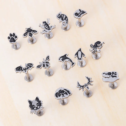 1PC 16G Edelstahl Tierstil Labret Monroe Lippenring Niedliche Ohrstecker Tragus Helix Knorpel Ohrring Ohrstecker Piercing Schmuck