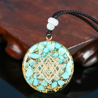 Orgonit Energie Lotus Anhänger Halskette Türkise Reiki Om Yoga Heilung EMF Harz Sri Yantra Halskette Schmuck Geschenke Dropshipping