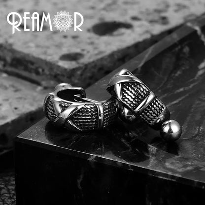 REAMOR Gothic U-förmige Creolen – Edelstahl-Ohrringe für Damen und Herren, X-Symbol, Clip-On, trendiges Schmuckgeschenk (1 Set)