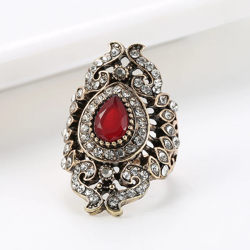 Kinel Einzigartige Antik Gold Grau Kristall Ring Für Frauen Party Accessoires Vintage Hochzeit Schmuck Luxus Geschenke 2019 Neu