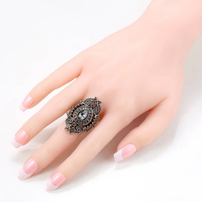 Kinel Einzigartige Antik Gold Grau Kristall Ring Für Frauen Party Accessoires Vintage Hochzeit Schmuck Luxus Geschenke 2019 Neu