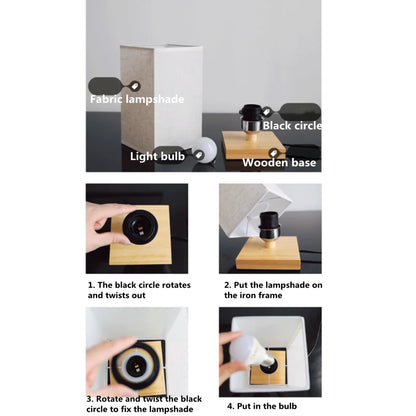 LED-Quadrat-Dekorationstischlampen, einfacher chinesischer Stil, dimmbar, EU-Stecker, Nachtlicht, Stofflampenschirm, Schlafzimmer-Nachttischlampen