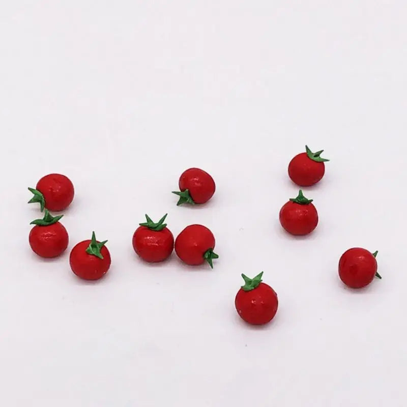 Mini 10Pcs 1:12 Maßstab Puppenhaus Harz Künstliche Gefälschte Miniatur Frucht Tomate Küche Modell Zubehör Spielzeug Geschenk