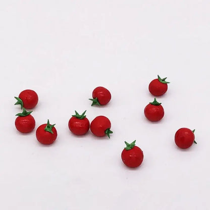 Mini 10Pcs 1:12 Maßstab Puppenhaus Harz Künstliche Gefälschte Miniatur Frucht Tomate Küche Modell Zubehör Spielzeug Geschenk