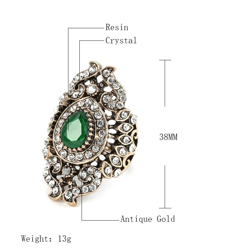 Kinel Einzigartige Antik Gold Grau Kristall Ring Für Frauen Party Accessoires Vintage Hochzeit Schmuck Luxus Geschenke 2019 Neu