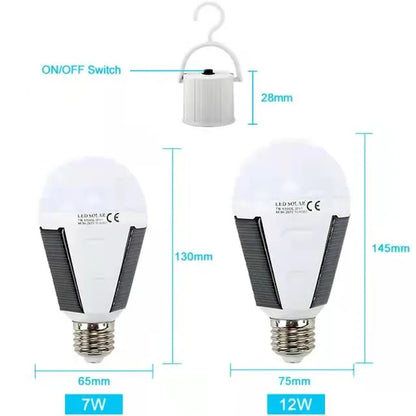 E27 Wiederaufladbare LED-Solarbirne Lampe 7W 12W 85V-265V Outdoor Notfall Solarbetriebene Glühbirne Reise Angeln Camping Licht Zeltlampe