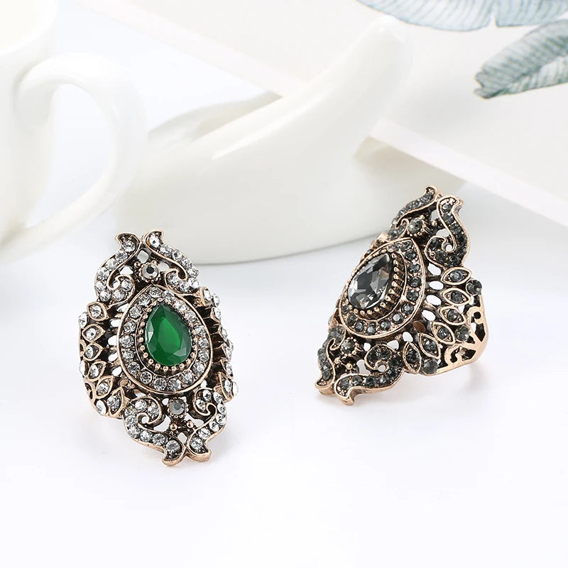 Kinel Einzigartige Antik Gold Grau Kristall Ring Für Frauen Party Accessoires Vintage Hochzeit Schmuck Luxus Geschenke 2019 Neu