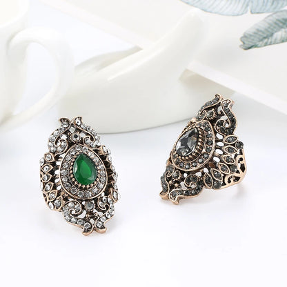 Kinel Einzigartige Antik Gold Grau Kristall Ring Für Frauen Party Accessoires Vintage Hochzeit Schmuck Luxus Geschenke 2019 Neu
