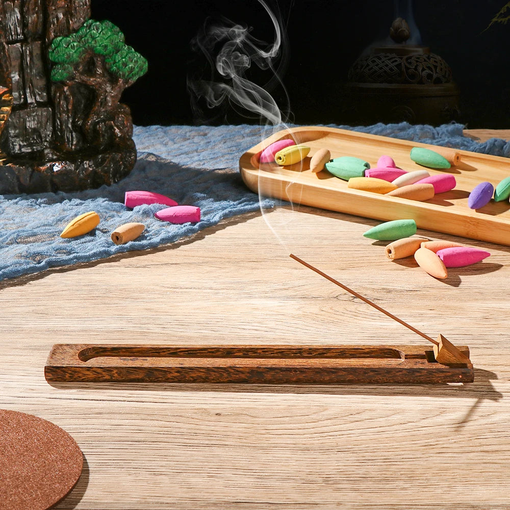 Retro Natur Plain Holz/Bambus Stäbchen Teller Räucherstäbchen Halter Elegant duftende Linie Ware Brenner Asche Fänger Basis Heimdekoration