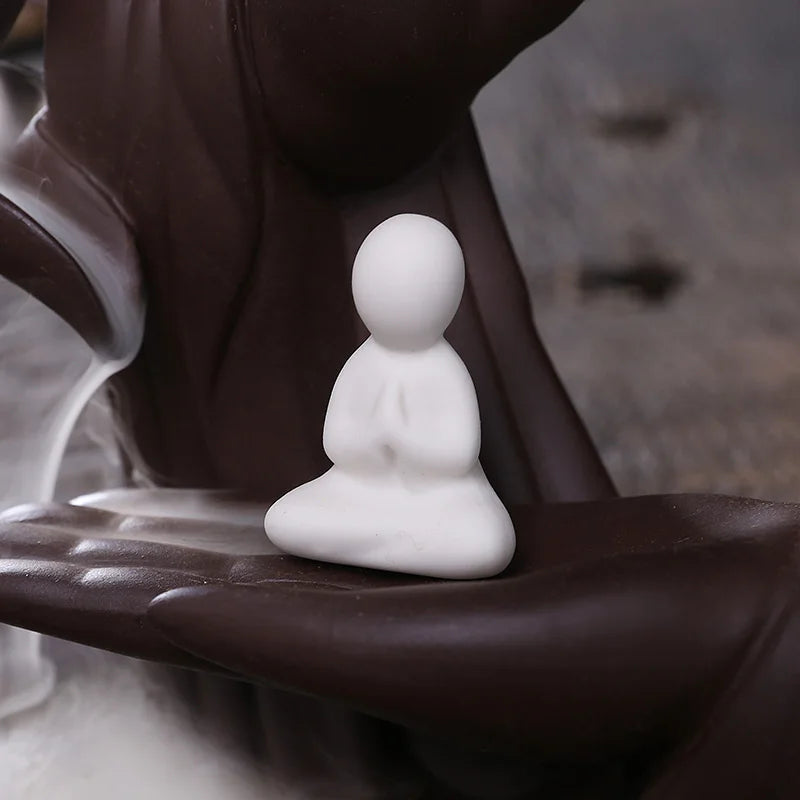 Handgefertigter lila Tonbrenner Backflow Weihrauch Brenner Weihrauch Stickhalter Zen Lotus Keramik Weihrauch im Haus Ornamente Home Ornamente