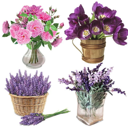 Drei Ratels QCF100 Gemächlicher pastoraler Stil Blumenstrauß Familie Dekoration Wandaufkleber