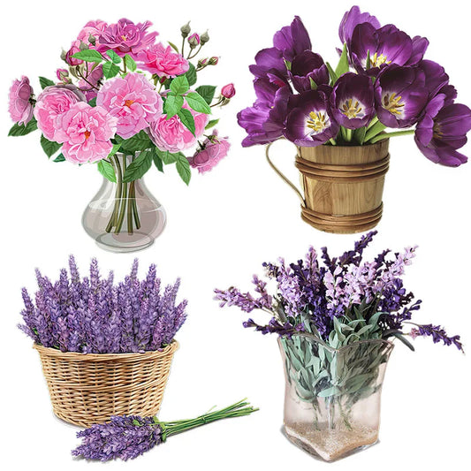 Drei Ratels QCF100 Gemächlicher pastoraler Stil Blumenstrauß Familie Dekoration Wandaufkleber