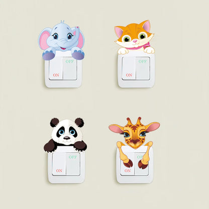 Cartoon Niedliche Elefant Kätzchen Panda Steckdose Schalter Wandaufkleber Vinyl Aufkleber Für Home Decor Schöne Tiere Aufkleber Entfernbar