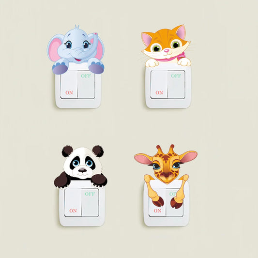 Cartoon Niedliche Elefant Kätzchen Panda Steckdose Schalter Wandaufkleber Vinyl Aufkleber Für Home Decor Schöne Tiere Aufkleber Entfernbar