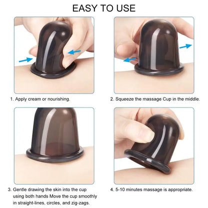 Silikon Vakuum Massage Gläser für Anti-Cellulite Massage, Gesichts-Saugnäpfe für Hautstraffung, Hautschaben und Anti-Falten