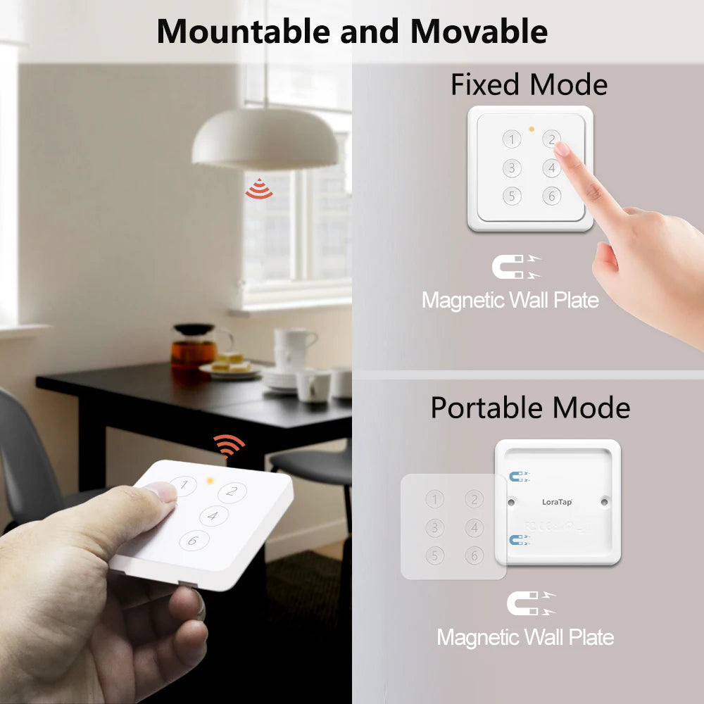 LoraTap ZigBee 3.0 Tuya Smart Life EU Standard 6 Tasten Gang Szene Magnetischer Fernbedienungsschalter Gateway Erforderlich ZigBee2MQTT