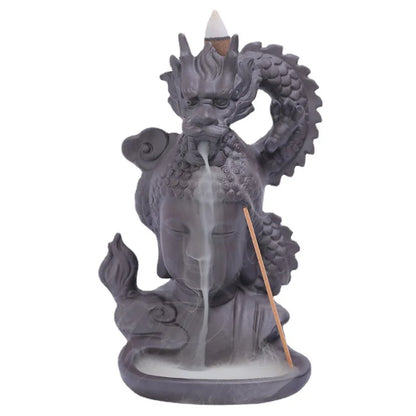 Lila Ton Drache Räucherstäbchen Brenner Buddha Wasserfall Rückfluss Räucherstäbchen Halter, Aromatherapie Ornament, Zen Dekor, Wohnkultur