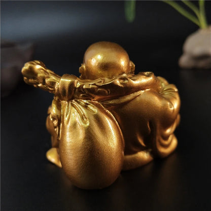 Goldene Lachender Buddha Statue, Chinesische Feng Shui Glücksbringer Geld Maitreya Buddha Skulptur, Figuren, Heim- und Gartendekoration Statuen