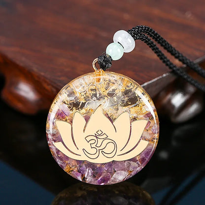 Orgonit Energie Lotus Anhänger Halskette Türkise Reiki Om Yoga Heilung EMF Harz Sri Yantra Halskette Schmuck Geschenke Dropshipping