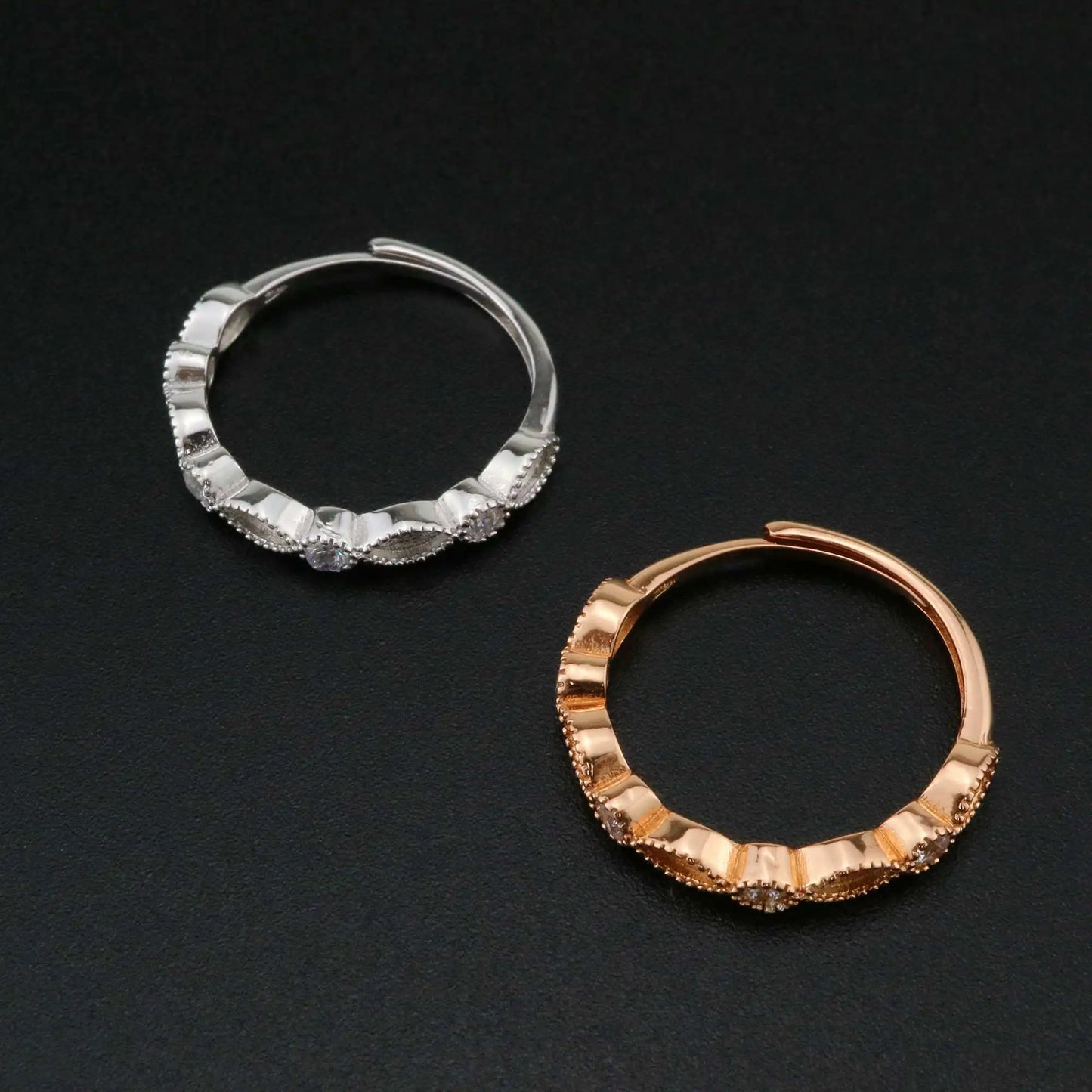 1Pcs Andenken Muttermilch Harz Ring Fassungen Massiv 925 Sterling Silber Rosé Vergoldet 2x4MM Marquise Lünette mit 2mm 1294219