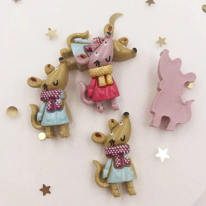 Handbemaltes Harz Schöne farbenfrohe kleine Maus flacher Rücken Stein Applique 12pcs DIY Geschenk Sammelalbum Dekor Home Figurine Handwerks