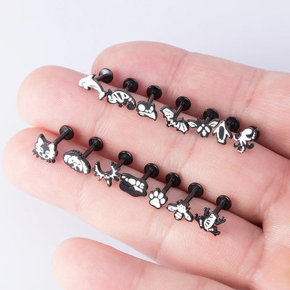 1PC 16G Edelstahl Tierstil Labret Monroe Lippenring Niedliche Ohrstecker Tragus Helix Knorpel Ohrring Ohrstecker Piercing Schmuck