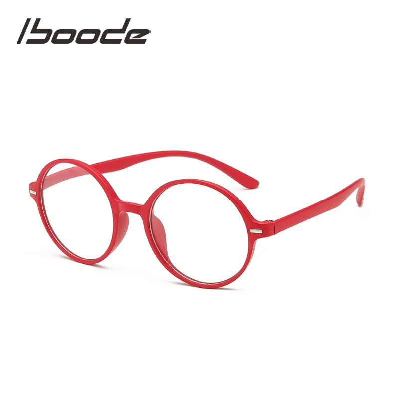 iboode Round Reading Glasses Female Male Black Red TR90 Bendable Retro Goggle Prebyopic Ultra Light Hyperopia Frame +1.0 to +4.0
