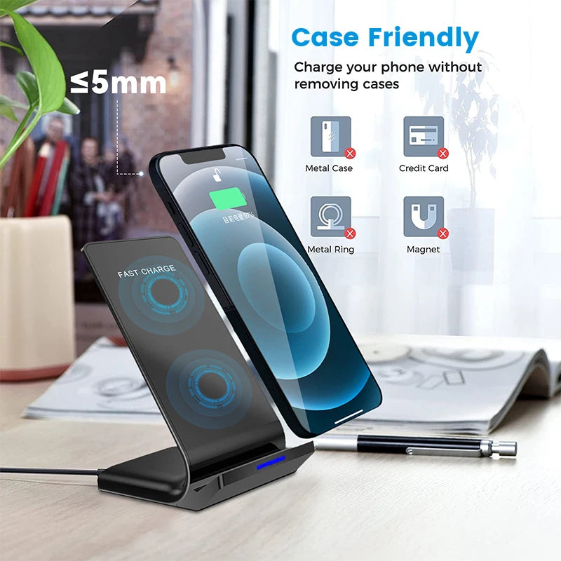 30W Qi Wireless Ladegerät Stand Schnellladestation Dock Station für iPhone15 14 13 12 11 Pro XMax Samsung S21 Dock Station Telefonhalter