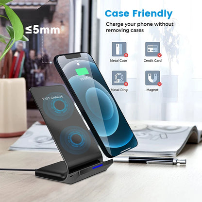 30W Qi Wireless Ladegerät Stand Schnellladestation Dock Station für iPhone15 14 13 12 11 Pro XMax Samsung S21 Dock Station Telefonhalter